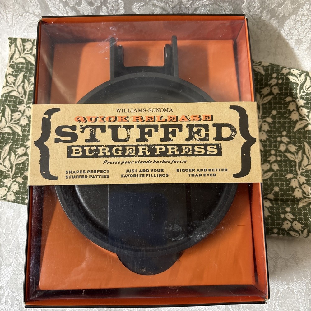 Brand New 2011 William Sonoma Stuffed Burger Press Kitchen Chef Cook Essentials