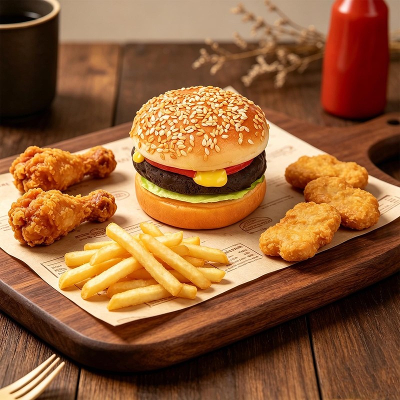 CHRWAKLE Artificial Hamburger Fake Burger Realistic Food Display Golden Brown gallery