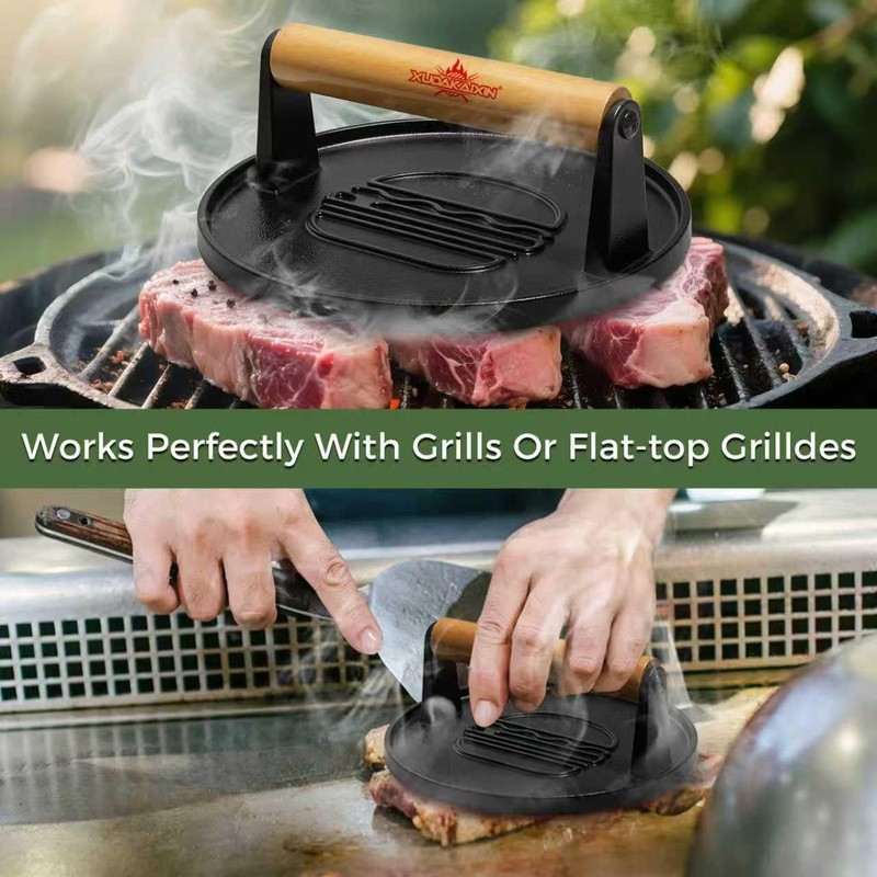 Cast Iron Smash Burger Press 7.1",Grill Bacon Meat Press, Hamburger Press gallery