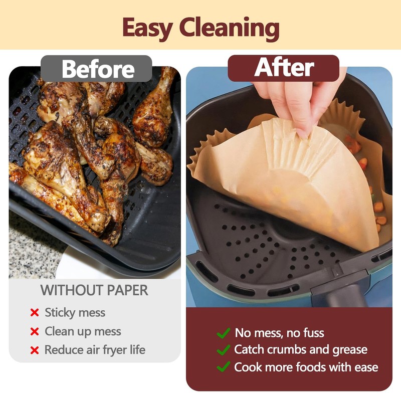 EKACO 9 Inch Air Fryer Liners Disposable-125PCS Square 9 Inch, Copper gallery