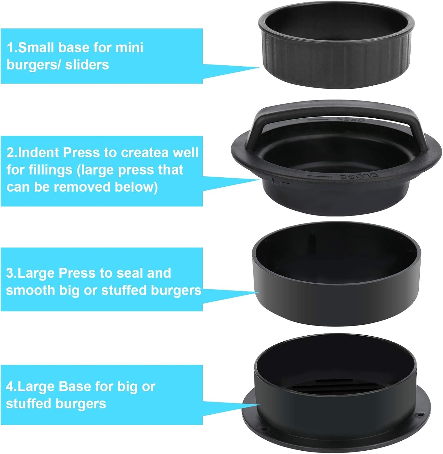 3 in 1 Stuffed Burger Press Patty Maker Rings Molds Kit gallery