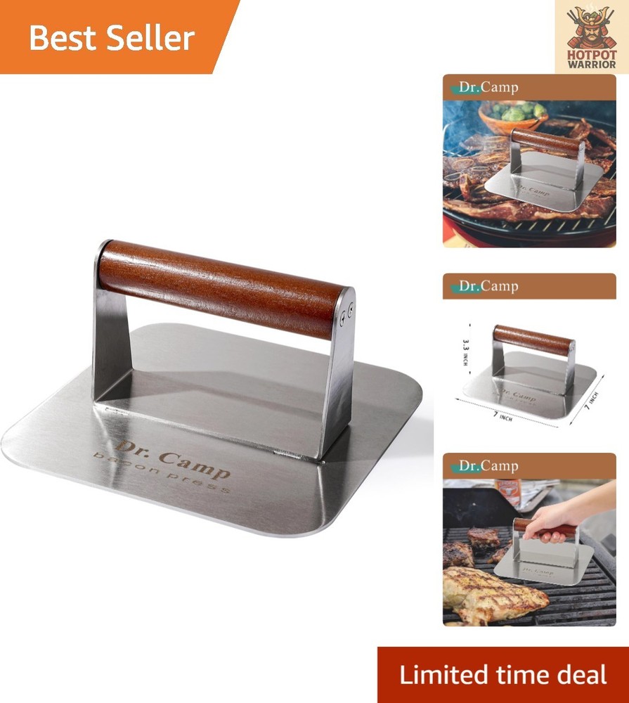 Durable 7-Inch Burger Press - Professional Smasher for Even Cooking & Searing