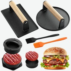 2 Pcs Cast Iron Bacon Press Small Burger Grill Press with Ergonomic Handle