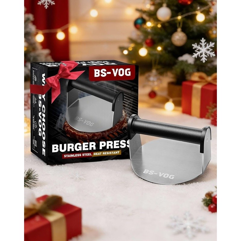 Gift-Ready Hamburger Press W/ Cool-Touch Handle Perfect Crispy Patties New gallery