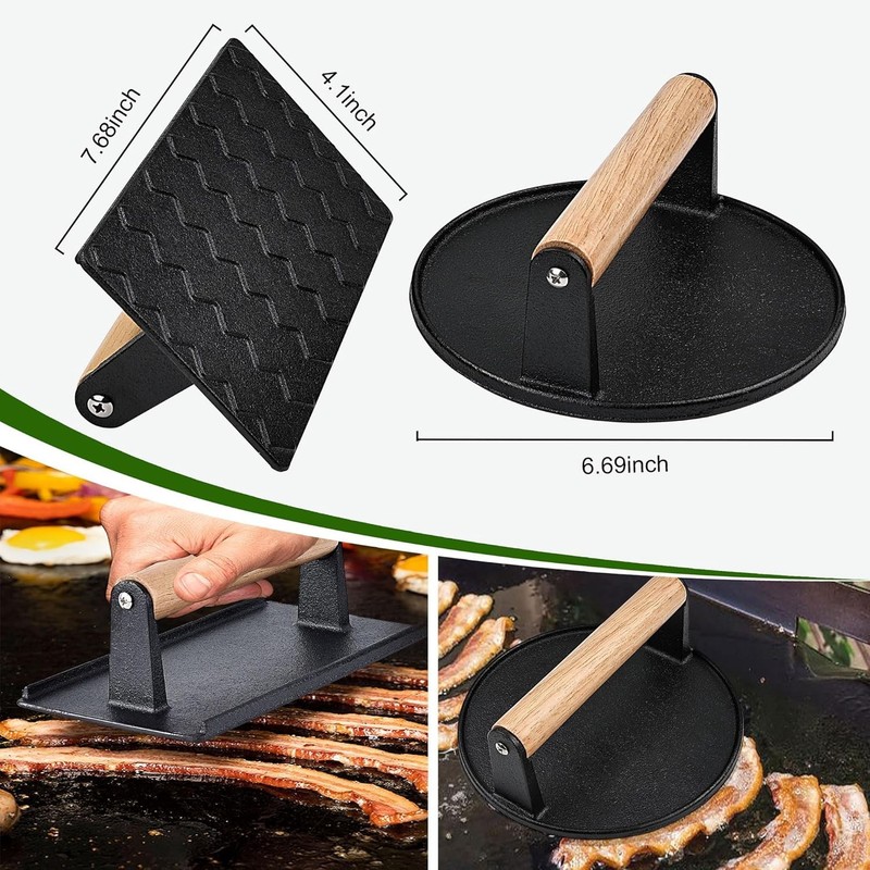4-in-1 Stuffed Burger Mold with Nonstick Cast Iron Presses and Basting Brushes gallery