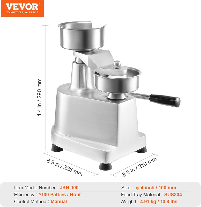 Commercial Burger Patty Maker, 100Mm/4Inch Hamburger Beef Patty Maker, Heavy Dut gallery