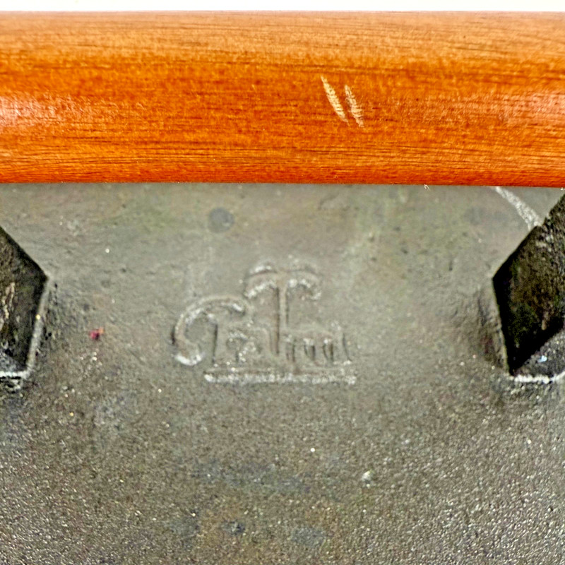 Vintage Palm Cast Iron Grill Press Bacon Press Steak Weight Wood Handle gallery