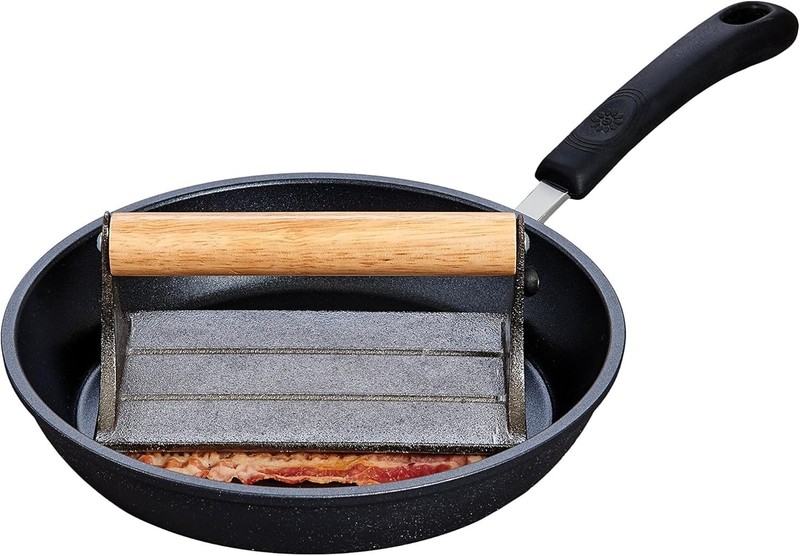Elegant Heavy-Duty Bacon Press - Rectangular Cast Iron Press for All Stovetops gallery