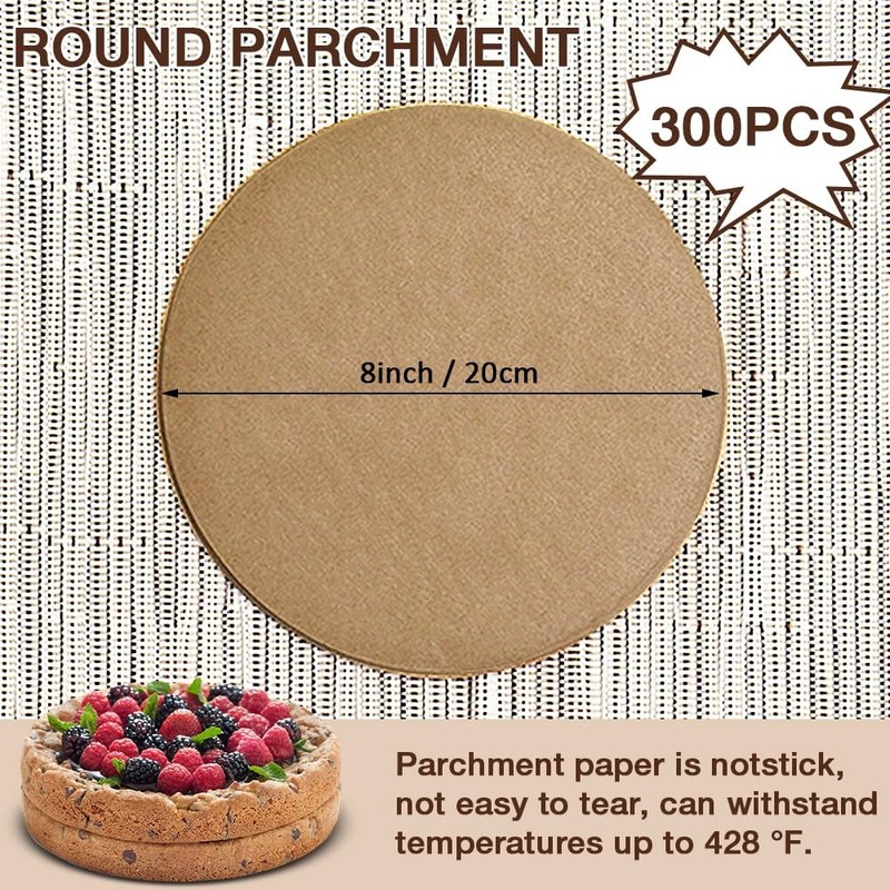 Pharamat 300 Pcs 8 Inch Round Parchment Paper, 8 Inch, Brown gallery