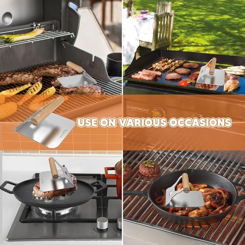 Onlyfire 5.5 Inch Burger Smasher, 304 Stainless Steel Square Burger Press with W gallery