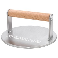 Stainless Steel Burger Smasher, 6 Inch Heavy Duty Grill Press with Wood Handl…