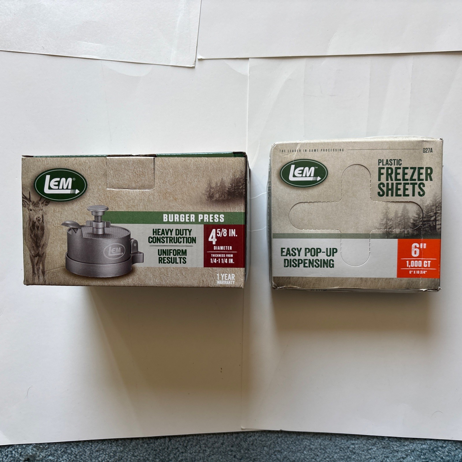 LEM HEAVEY DUTY BURGER PRESS/534 AND LEM 1000 CT. PLASTIC FREEZER SHEETS gallery