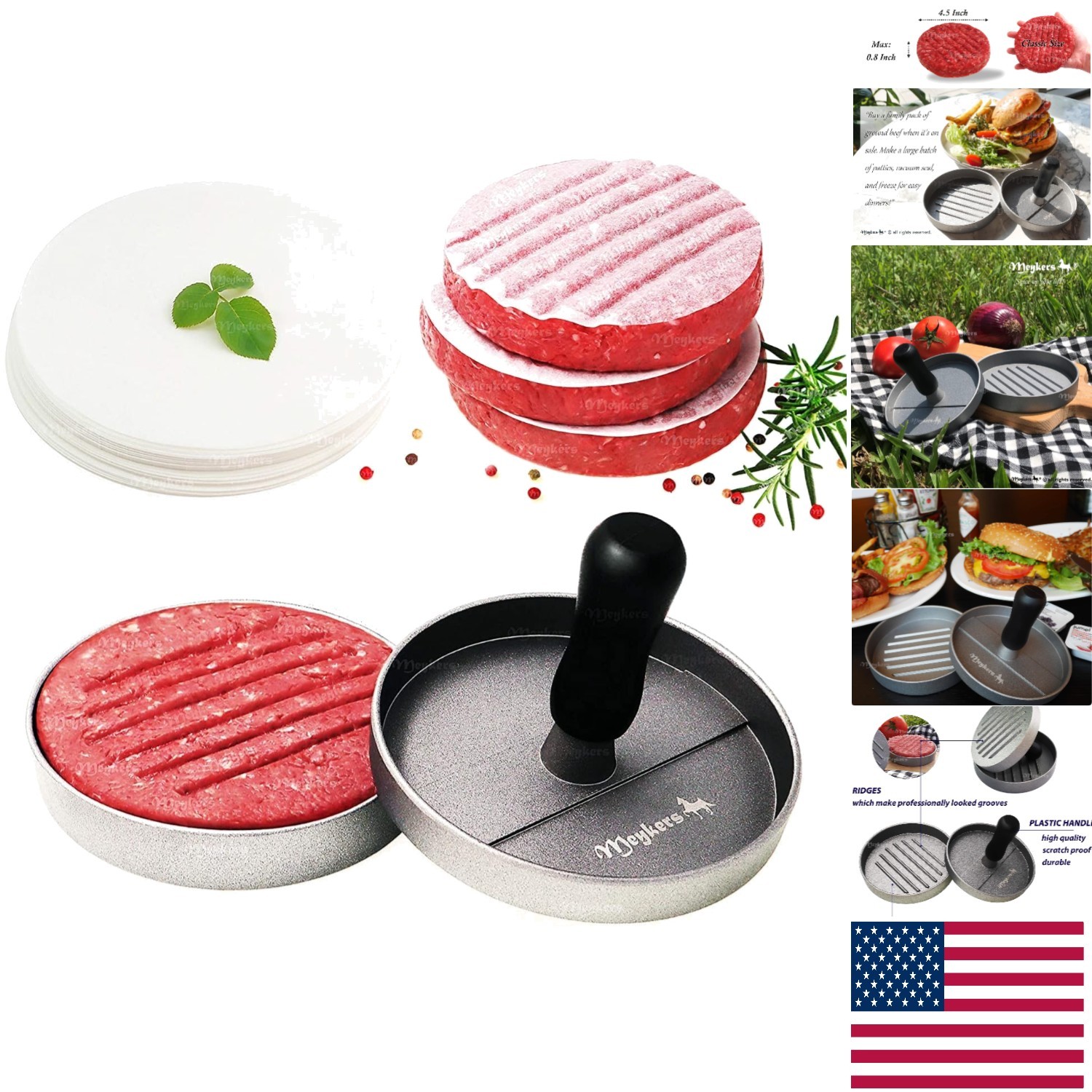 High-Quality Burger Press with 100 Parchment Papers - Ideal for Gourmet Patties gallery