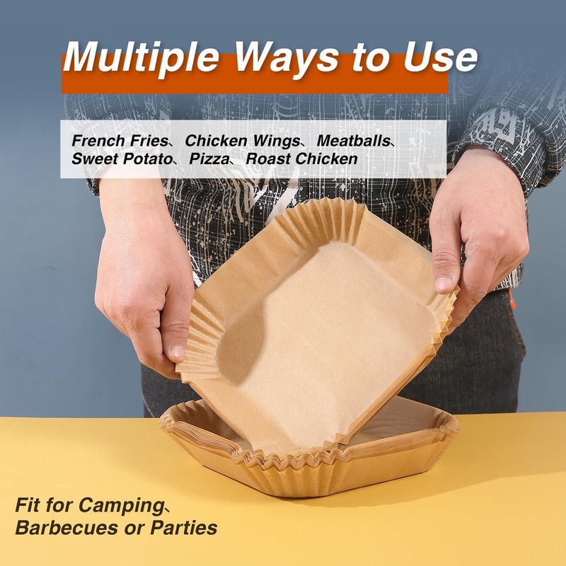 Parchment Paper, OOTDAY 100Pcs Square Air Fryer Liners 6.5'', gallery