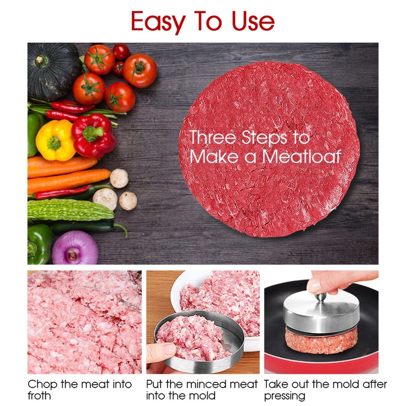 Stainless Steel Heavy Duty Stuffed Hamburger Meat Beef Press Mould Patty Maker gallery