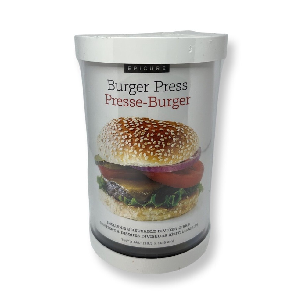 Epicure Burger Press Includes 8 Reusable Divider Discs