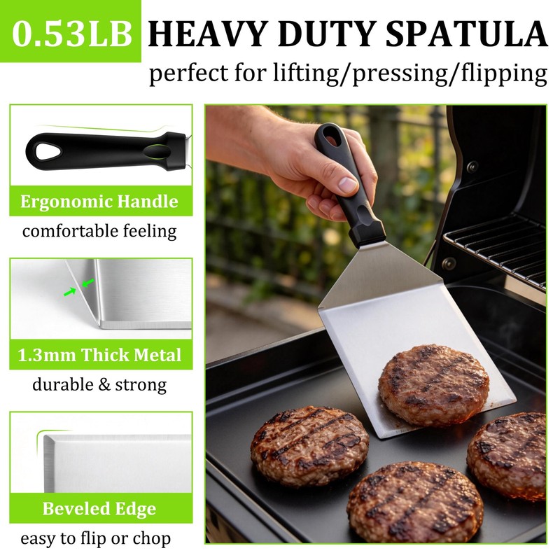 Smash Burger Kit 5Pcs, 9" Basting Cover, Metal Spatula and Bacon Press for Gr... gallery