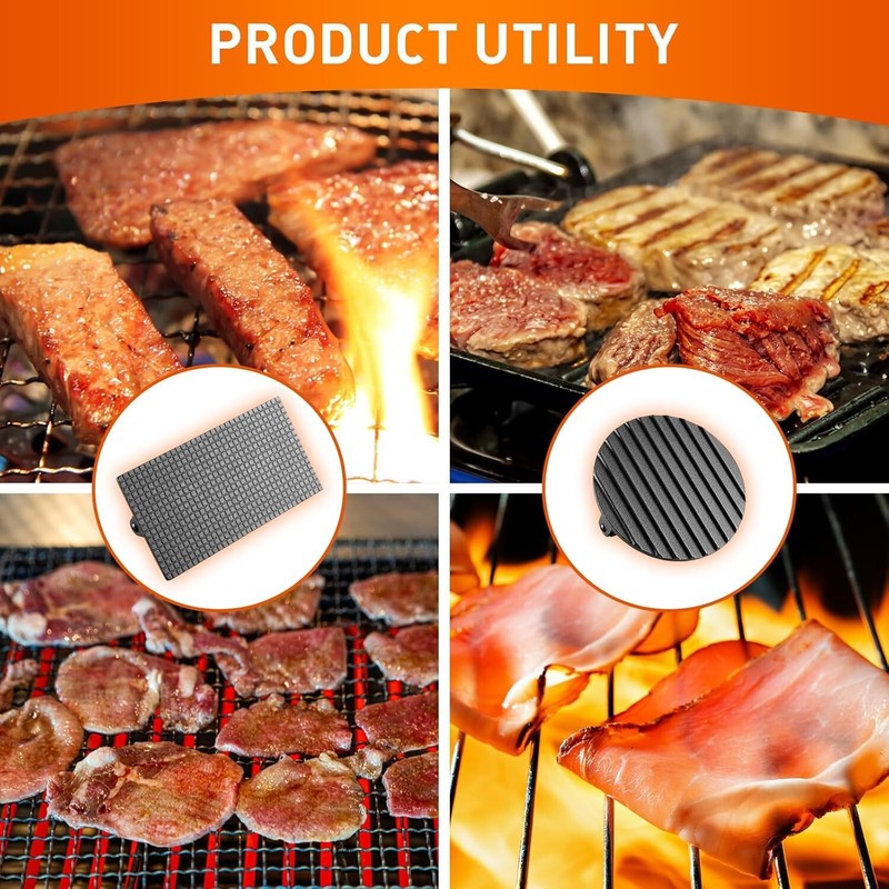 Burger Press 7" Round & 8.2"X4.3" Rectangle Heavy-Duty Cast Iron Smash Bacon New gallery