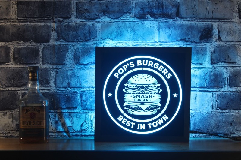 Smash Burger LED Sign Bar Lighted 12x12 Custom Non-Neon Cheeseburger gallery