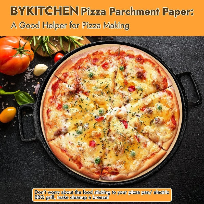 BYKITCHEN 14 Inch Parchment Paper Rounds, Non Stick Pizza 14, unbleached gallery