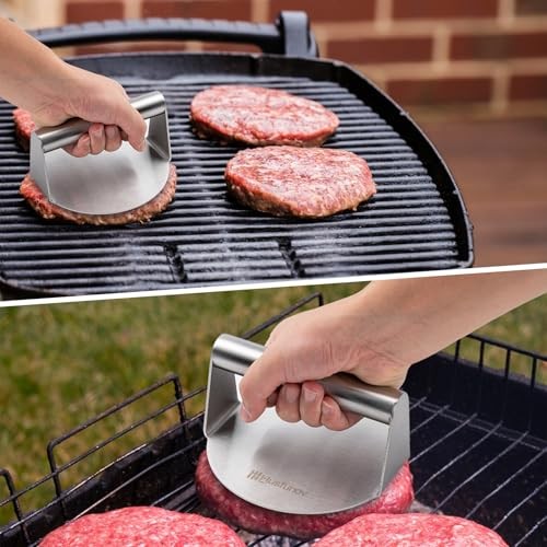 Husfunov Stainless Steel Burger Press, 5.5 Inch Round 5.5inch-Steel Handle gallery