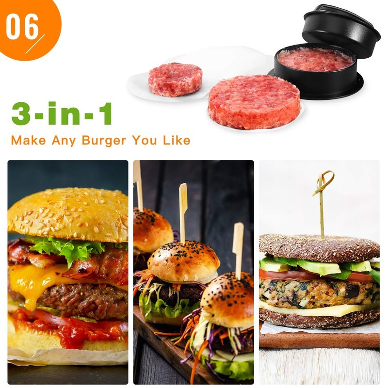 Nuovoware 3 in 1 Burger Press, Hamburger Press Patty Stuffed Burger Maker gallery