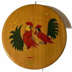 Vintage Wooden Tortilla Maker Hamburger Press. Roosters