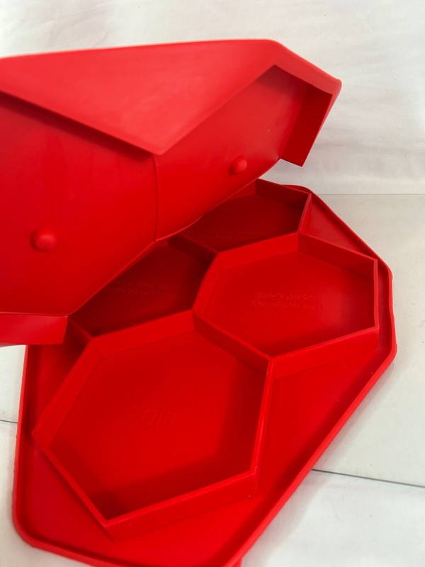 Shape & Store Red Silicone 4-Box & 6 Sided Hamburger Mold 5" Wide gallery