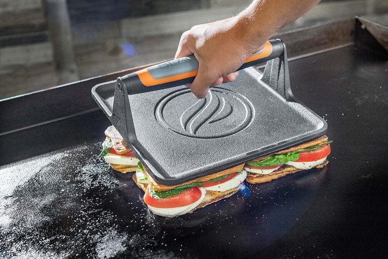 Cast Iron XL Pre-Seasoned Griddle Grill Press w/Heat-resistant Signature Handle gallery