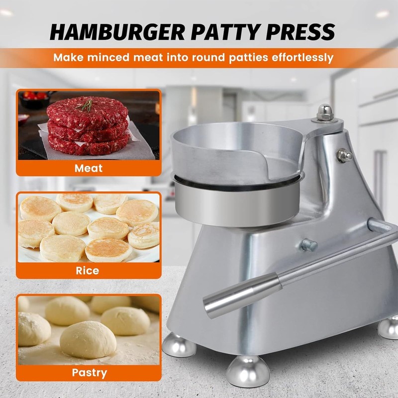 Commercial Burger Press - Heavy Duty Stainless Steel with 3 Molds & 1200 Papers gallery