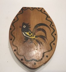 Vintage Wood Rooster Hamburger Press Hand Painted Woodpecker Ware- Japan