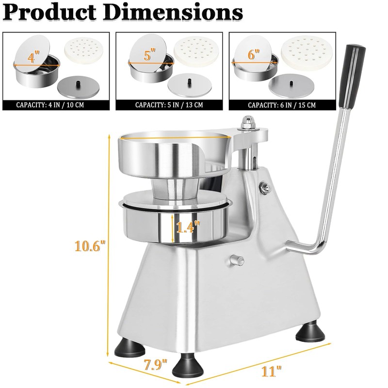 CTJ 3 in 1 Commercial Burger Patty Maker 4/5/6 Inch Hamburger Press Heavy Du... gallery