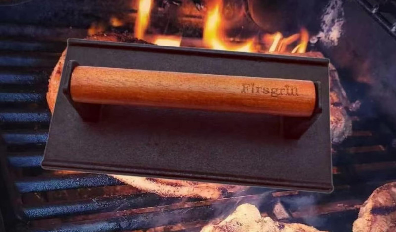 Burger Press 7.08" round & 8.3”X4.3”Rectangle Heavy-Duty Cast Iron Smash Meat St gallery