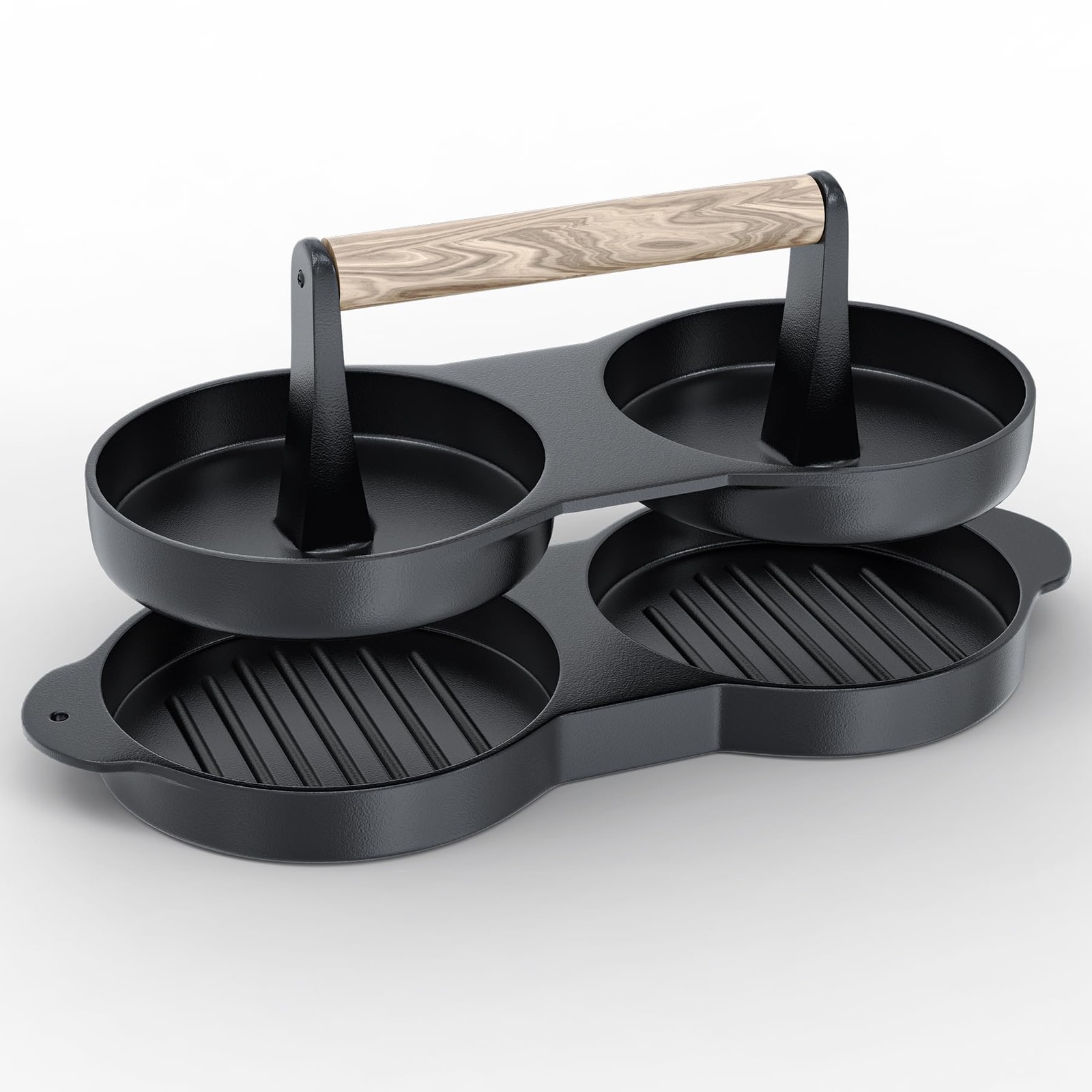 Double Burger Press Cast Iron Hamburger Patty Maker Meat Smasher Grill Tool gallery