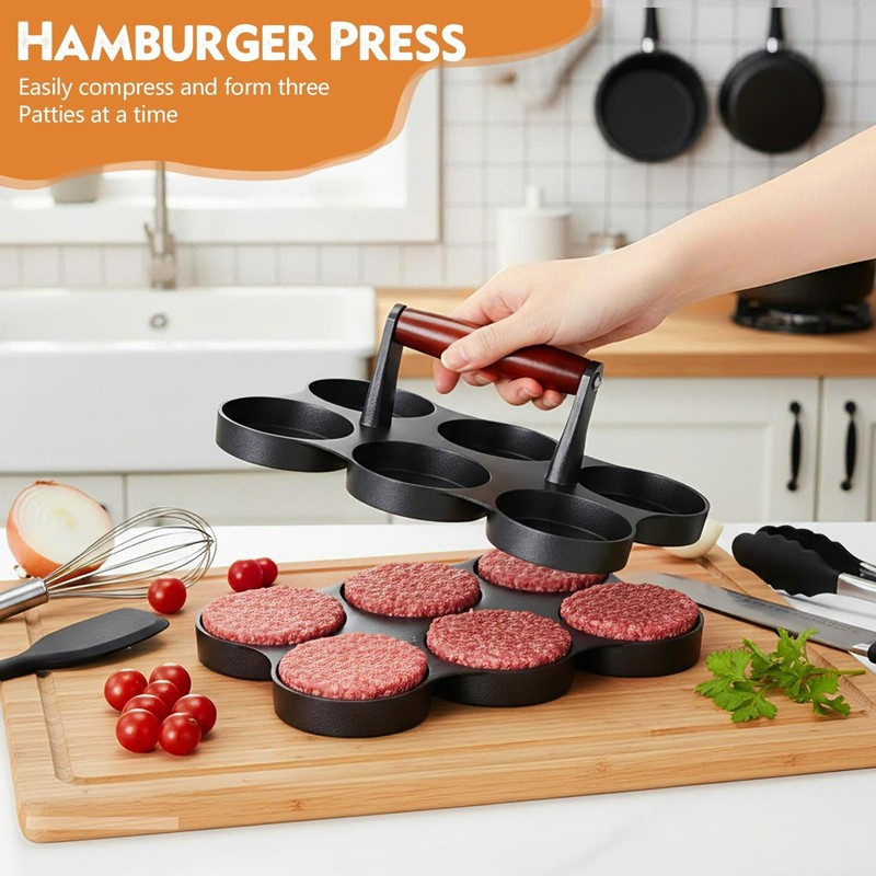 Teenyyou Mini Burger Press (Six 2.64-inch Molds) Small Meat Patty Maker Round... gallery