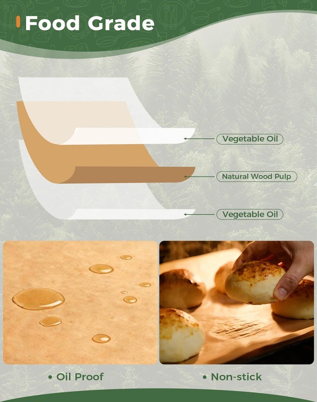 Atchake 12x16 Parchment Paper Sheets – 80 12" x 16"-80 Pcs, Unbleached Brown gallery