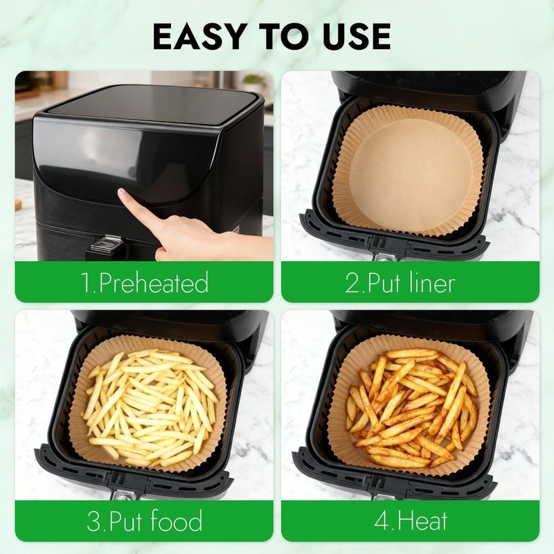 BYKITCHEN 300PCS Disposable Air Fryer Liners 8 inch for 5-8 QT-300PCS, Nature gallery