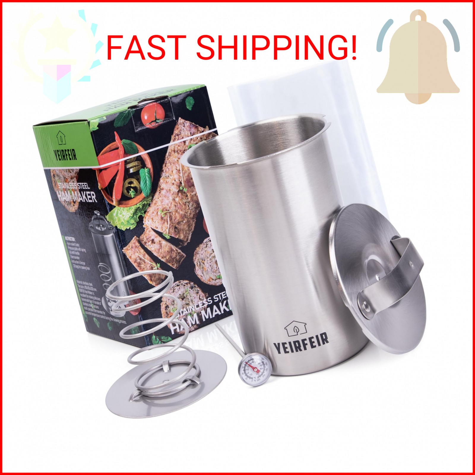 YEIRFEIR Deli Meat Press and Ham Maker - 304 Stainless Steel Lunch Meat Press wi gallery