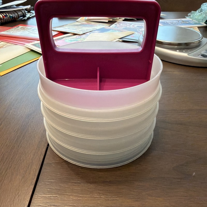Tupperware Hamburger Patty Press & Keeper Set 1927-5 Cosmic Purple & White gallery