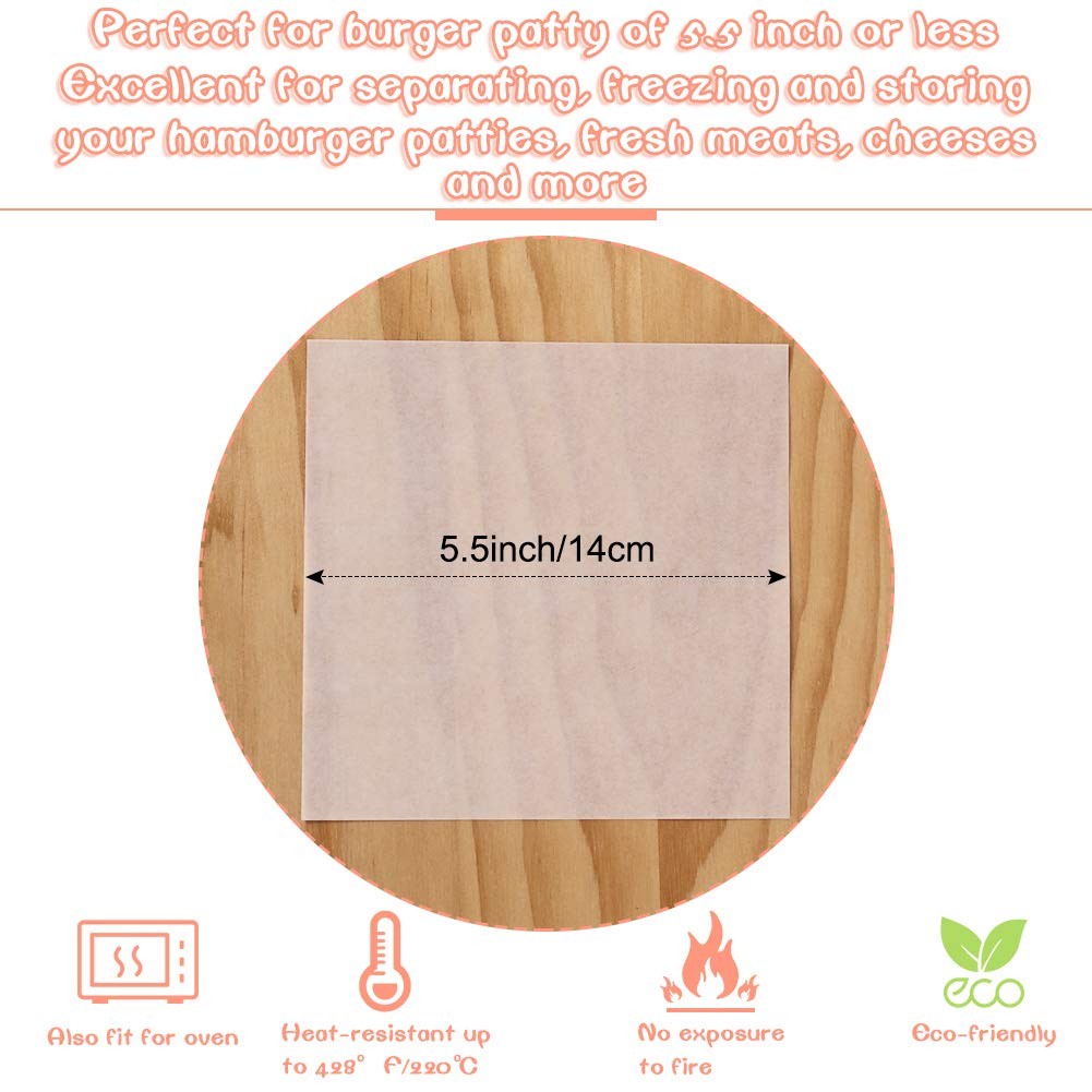 Square Patty Paper 5.5x5.5 Inch, Set of 300, Non Stick 5.5inch, White gallery