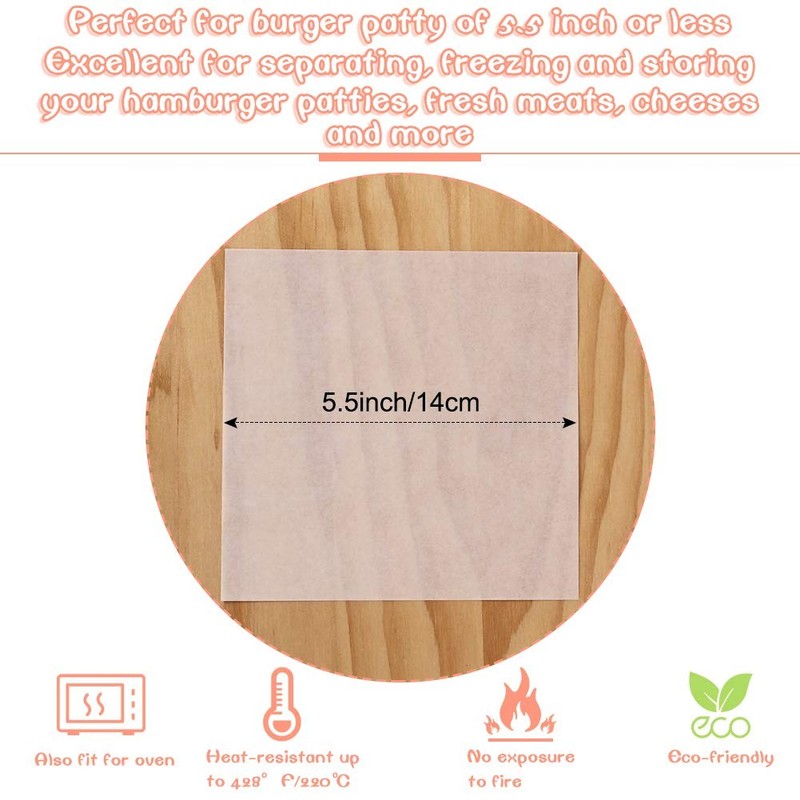 Square Patty Paper 5.5x5.5 Inch, Set of 300, Non Stick 5.5inch, White gallery