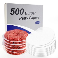 Burger Patty Paper Round 5.5 Inch Set of 500Pcs Non Stick inch, Red