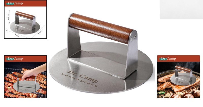 Laser-Welded 7-Inch Stainless Steel Burger Press for Even Cooking Every Time gallery