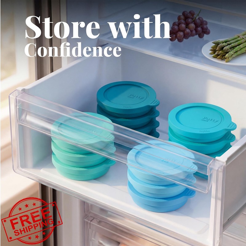 kayaso 4pk Cool Blue Silicone Burger Patty Mold with Lid Freezer gallery