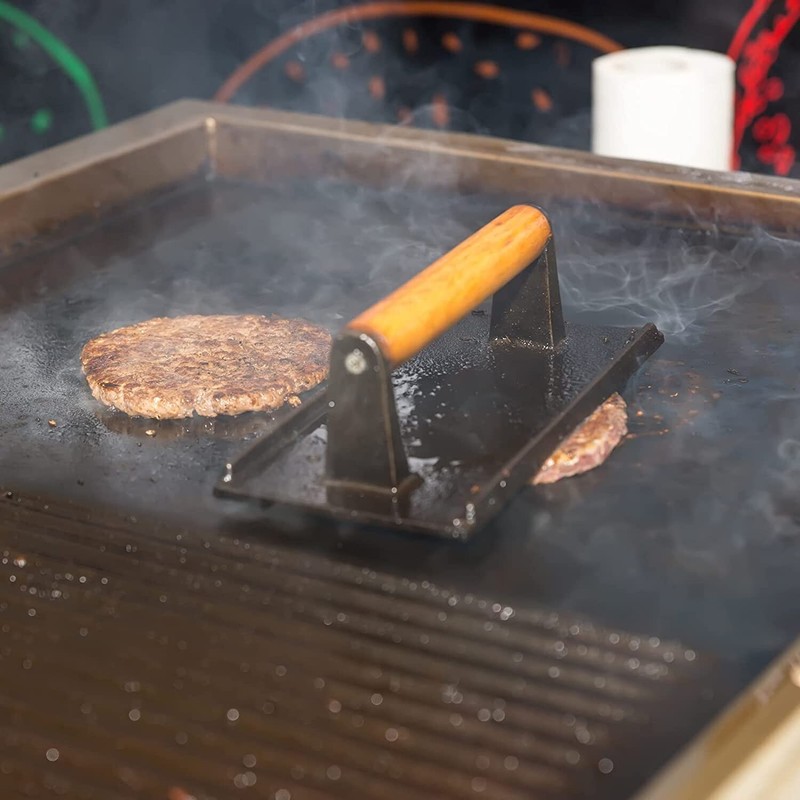 Cast Iron Steak Press Bacon Weight BBQ Hamburger Grills Meat Presser Skillet gallery