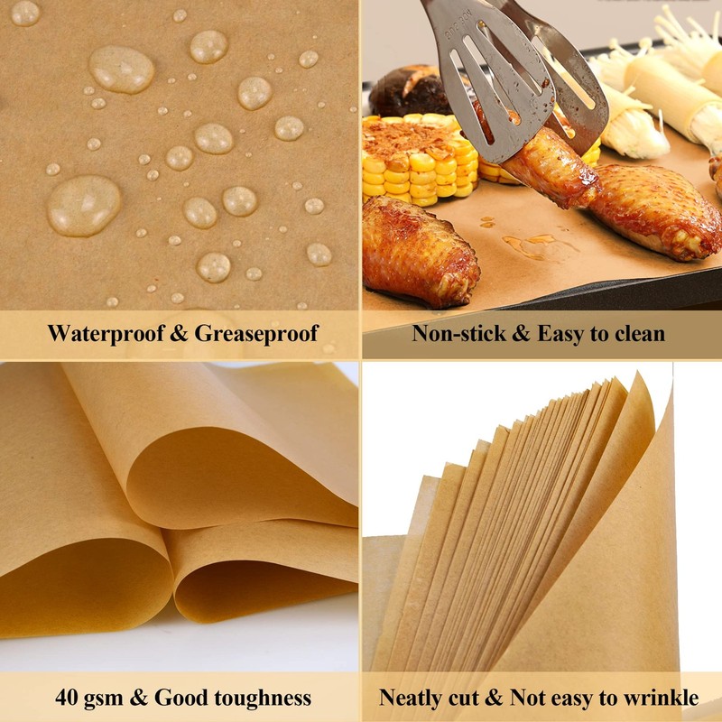 DISSKNIC 100PCS Unbleached Parchment Paper 12 x 16, 12×16in-100ps, Brown gallery