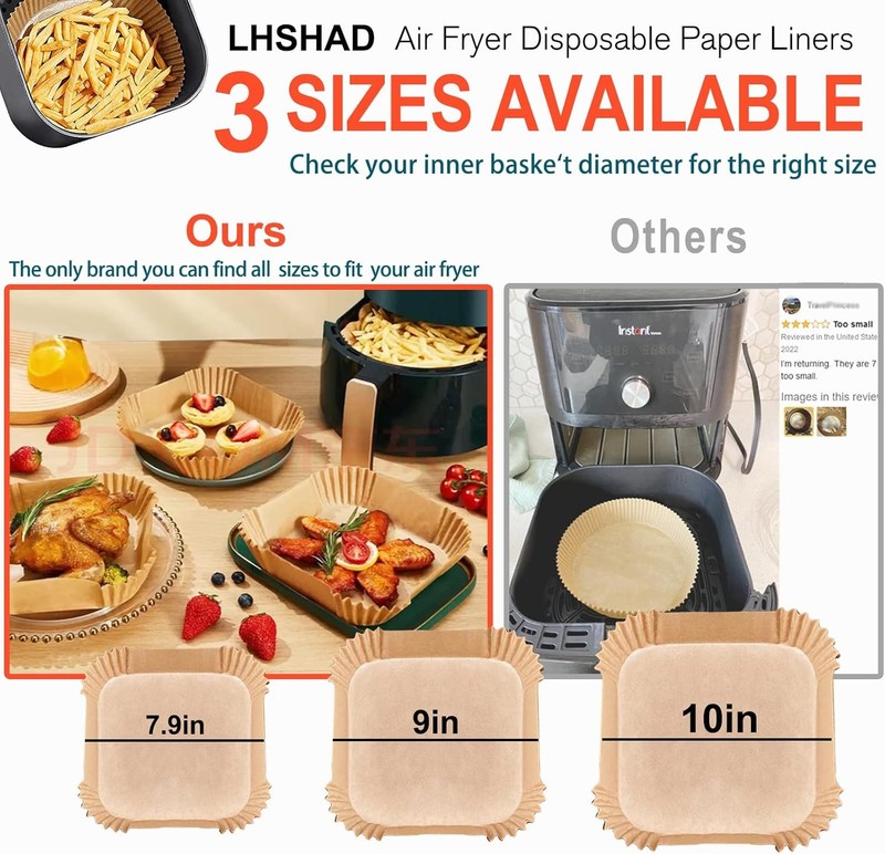Air Fryer Liners Disposable Square 9 Inch, 125 Pcs Large 9"Square gallery