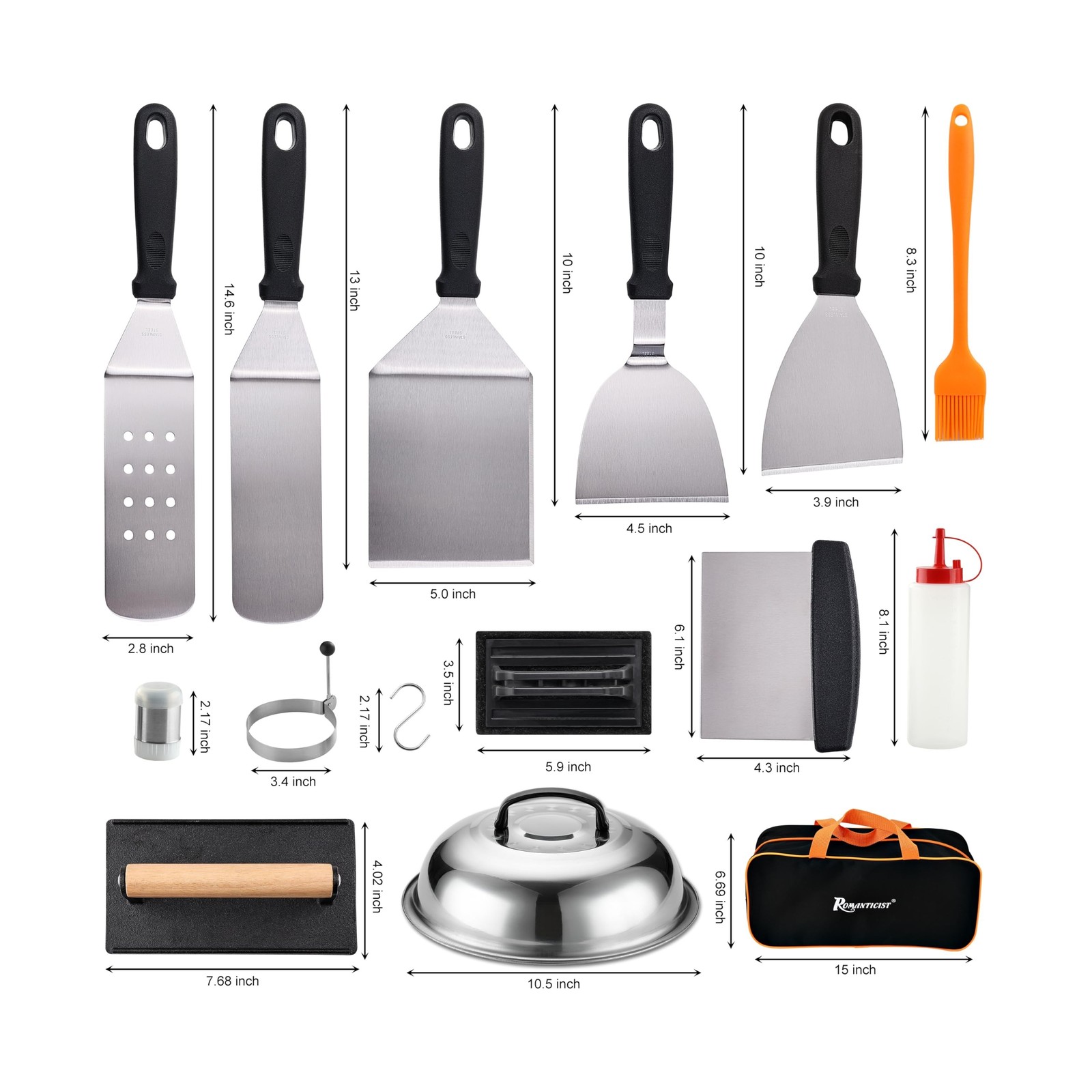 ROMANTICIST 29PCS Griddle Accessories Set - Flat Top Teppanyaki Spatula Set w... gallery