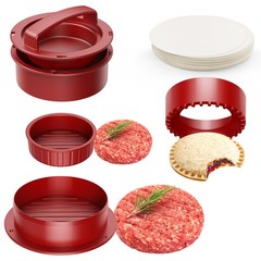 4in1 Burger Press Stuffed, Slider & Veggie Patty Maker + 100 Wax Discs