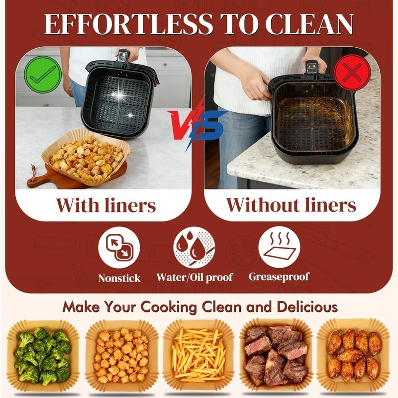 BYKITCHEN 300PCS Perforated Air Fryer Disposable 300pcs for 5 to 8 QT, Nature gallery
